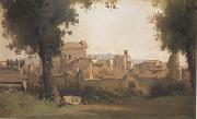 Jean Baptiste Camille  Corot Vue des Jardins Farnese a Rome (mk11) oil painting on canvas